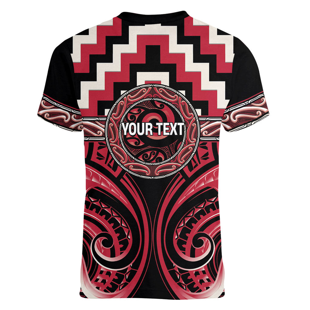 Aotearoa Ngai Te Rangi Personalised Women V-Neck T-Shirt Maori Iwi Poutama Puhoro Tattoo