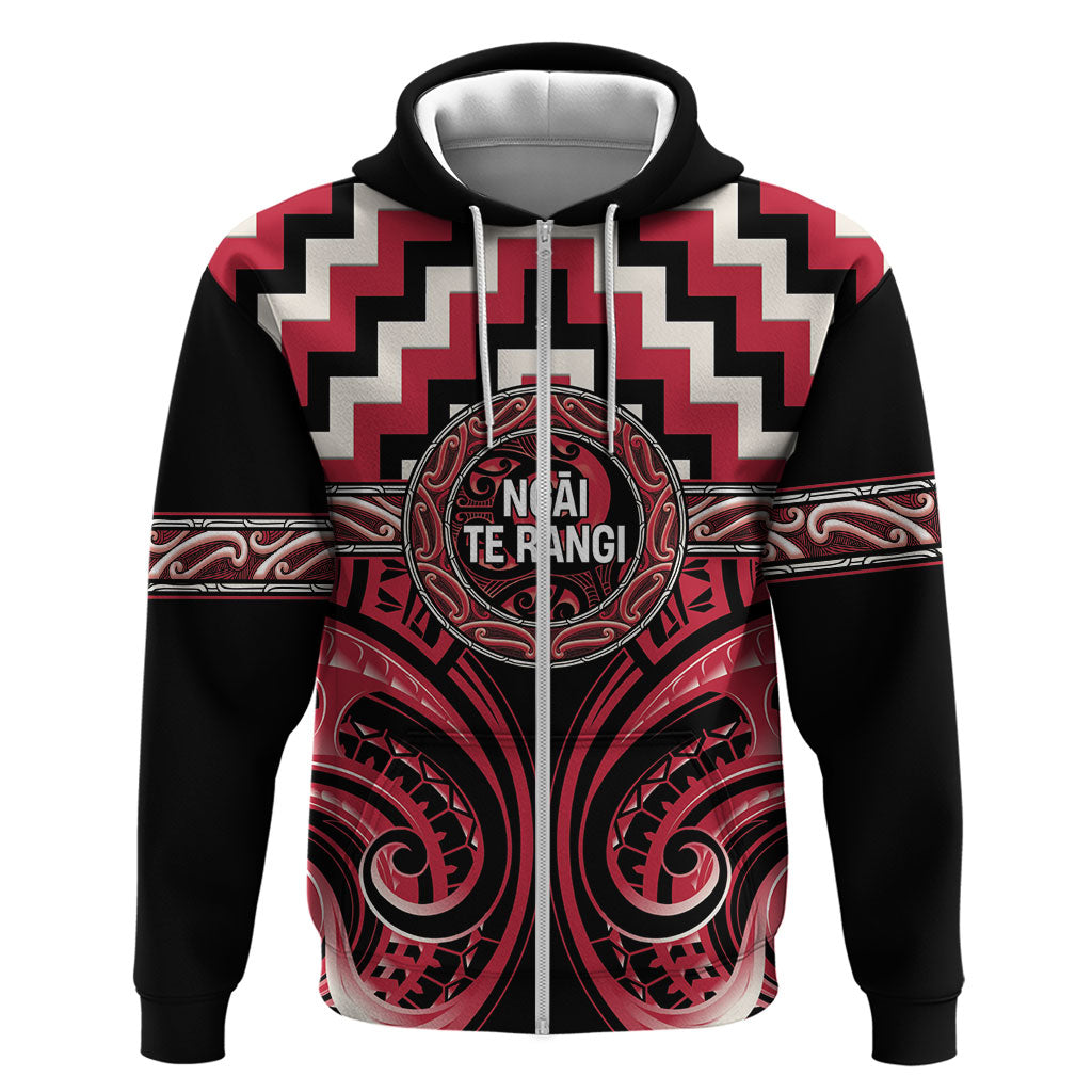 Aotearoa Ngai Te Rangi Personalised Zip Hoodie Maori Iwi Poutama Puhoro Tattoo
