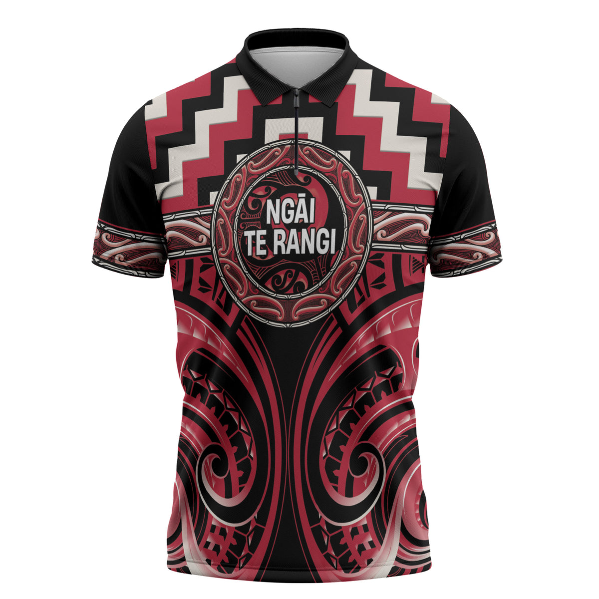 Aotearoa Ngai Te Rangi Personalised Zipper Polo Shirt Maori Iwi Poutama Puhoro Tattoo