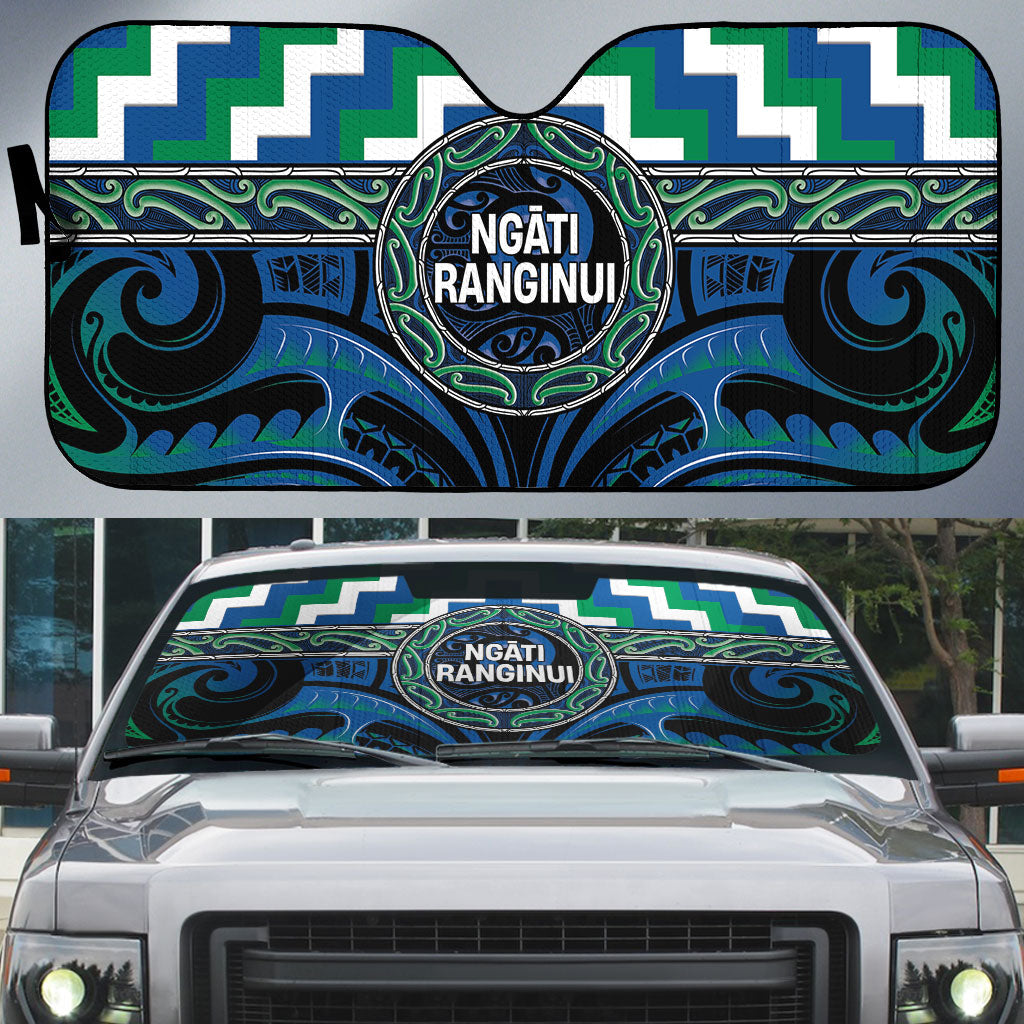 Aotearoa Ngati Ranginui Auto Sun Shade Maori Iwi Poutama Puhoro Tattoo