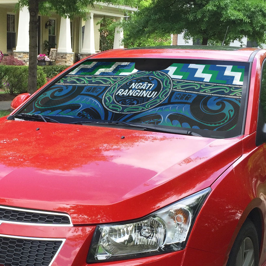 Aotearoa Ngati Ranginui Auto Sun Shade Maori Iwi Poutama Puhoro Tattoo
