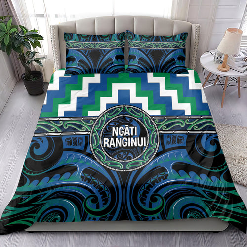 Aotearoa Ngati Ranginui Bedding Set Maori Iwi Poutama Puhoro Tattoo
