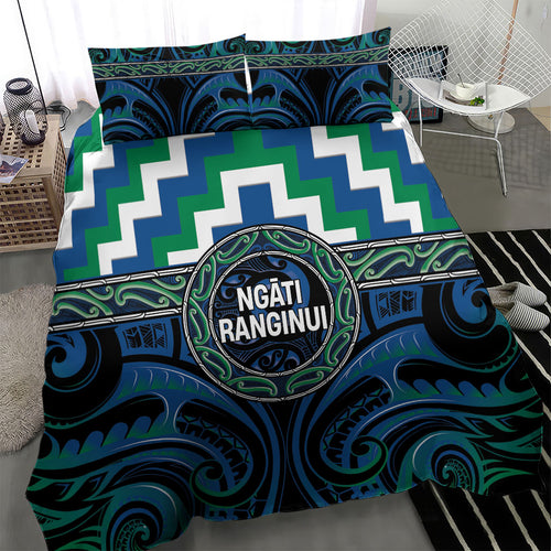 Aotearoa Ngati Ranginui Bedding Set Maori Iwi Poutama Puhoro Tattoo