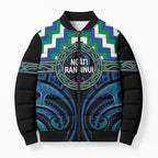 Aotearoa Ngati Ranginui Personalised Bomber Puffer Jacket Maori Iwi Poutama Puhoro Tattoo