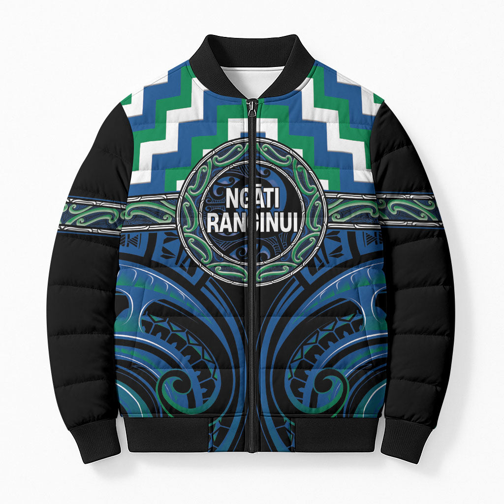 Aotearoa Ngati Ranginui Personalised Bomber Puffer Jacket Maori Iwi Poutama Puhoro Tattoo