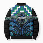 Aotearoa Ngati Ranginui Personalised Bomber Puffer Jacket Maori Iwi Poutama Puhoro Tattoo
