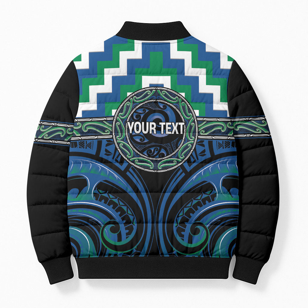 Aotearoa Ngati Ranginui Personalised Bomber Puffer Jacket Maori Iwi Poutama Puhoro Tattoo