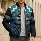 Aotearoa Ngati Ranginui Personalised Bomber Puffer Jacket Maori Iwi Poutama Puhoro Tattoo