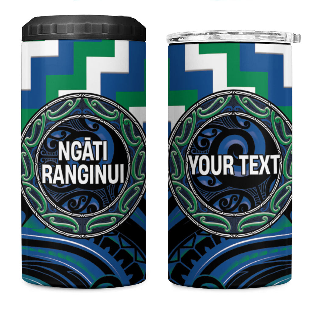 Aotearoa Ngati Ranginui Personalised 4 in 1 Can Cooler Tumbler Maori Iwi Poutama Puhoro Tattoo