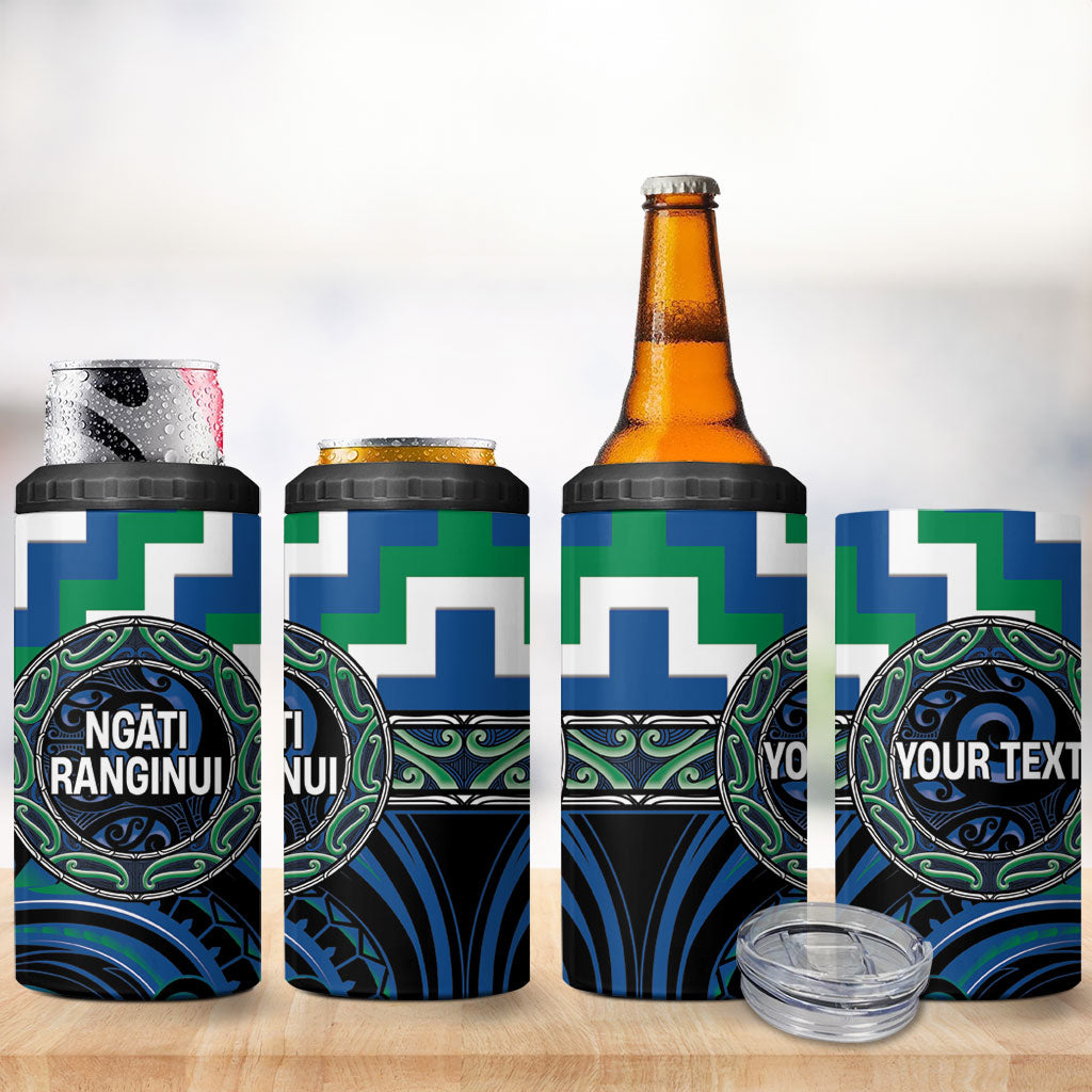 Aotearoa Ngati Ranginui Personalised 4 in 1 Can Cooler Tumbler Maori Iwi Poutama Puhoro Tattoo