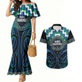 Aotearoa Ngati Ranginui Personalised Couples Matching Mermaid Dress and Hawaiian Shirt Maori Iwi Poutama Puhoro Tattoo