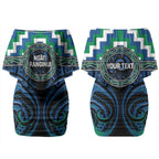 Aotearoa Ngati Ranginui Personalised Couples Matching Off Shoulder Short Dress and Long Sleeve Button Shirt Maori Iwi Poutama Puhoro Tattoo