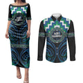 Aotearoa Ngati Ranginui Personalised Couples Matching Puletasi and Long Sleeve Button Shirt Maori Iwi Poutama Puhoro Tattoo