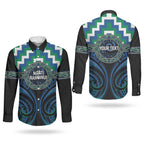 Aotearoa Ngati Ranginui Personalised Couples Matching Short Sleeve Bodycon Dress and Long Sleeve Button Shirt Maori Iwi Poutama Puhoro Tattoo