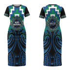 Aotearoa Ngati Ranginui Personalised Couples Matching Short Sleeve Bodycon Dress and Long Sleeve Button Shirt Maori Iwi Poutama Puhoro Tattoo