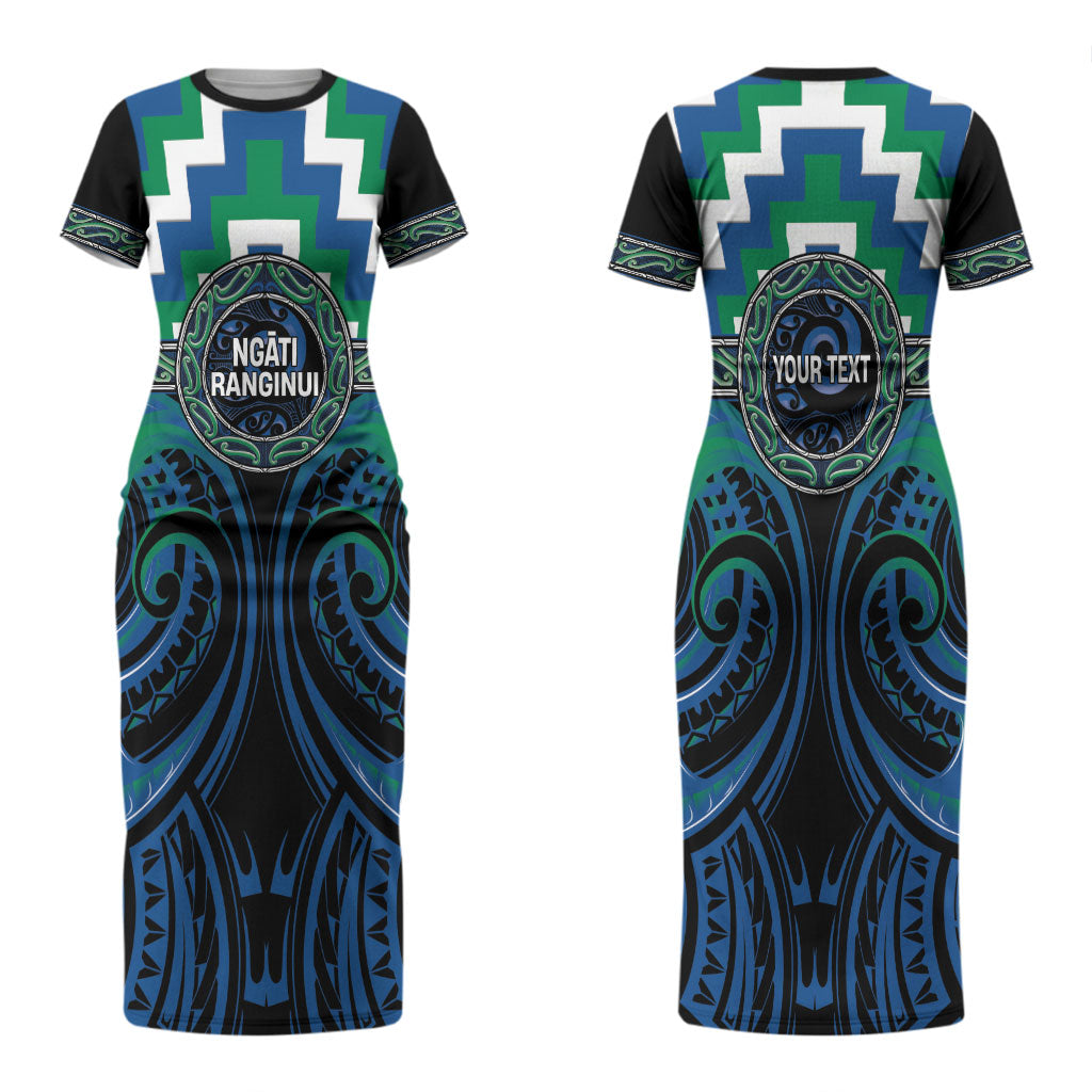 Aotearoa Ngati Ranginui Personalised Couples Matching Short Sleeve Bodycon Dress and Long Sleeve Button Shirt Maori Iwi Poutama Puhoro Tattoo