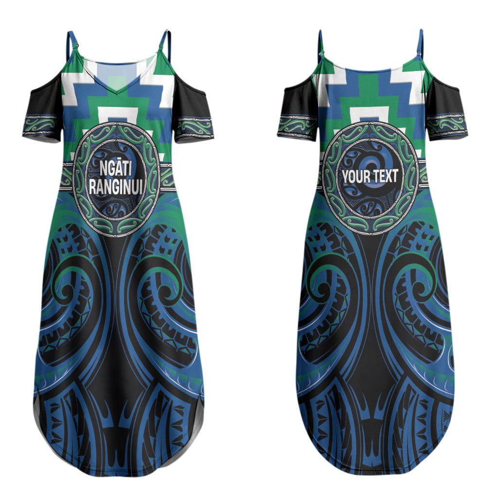 Aotearoa Ngati Ranginui Personalised Couples Matching Summer Maxi Dress and Hawaiian Shirt Maori Iwi Poutama Puhoro Tattoo