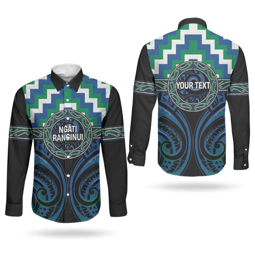 Aotearoa Ngati Ranginui Personalised Couples Matching Summer Maxi Dress and Long Sleeve Button Shirt Maori Iwi Poutama Puhoro Tattoo