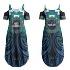 Aotearoa Ngati Ranginui Personalised Couples Matching Summer Maxi Dress and Long Sleeve Button Shirt Maori Iwi Poutama Puhoro Tattoo