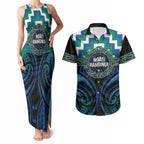 Aotearoa Ngati Ranginui Personalised Couples Matching Tank Maxi Dress and Hawaiian Shirt Maori Iwi Poutama Puhoro Tattoo