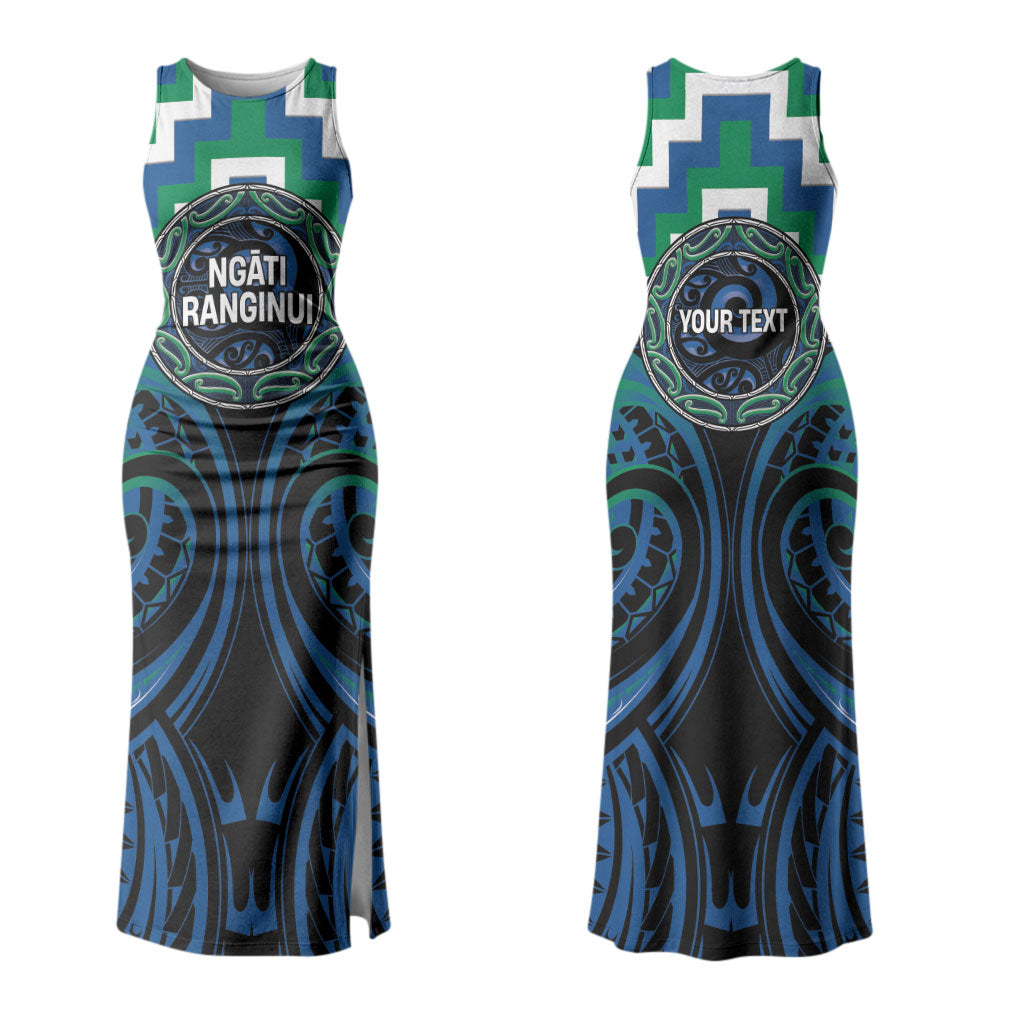 Aotearoa Ngati Ranginui Personalised Couples Matching Tank Maxi Dress and Hawaiian Shirt Maori Iwi Poutama Puhoro Tattoo