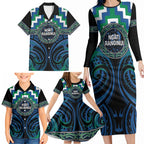 Aotearoa Ngati Ranginui Personalised Family Matching Long Sleeve Bodycon Dress and Hawaiian Shirt Maori Iwi Poutama Puhoro Tattoo
