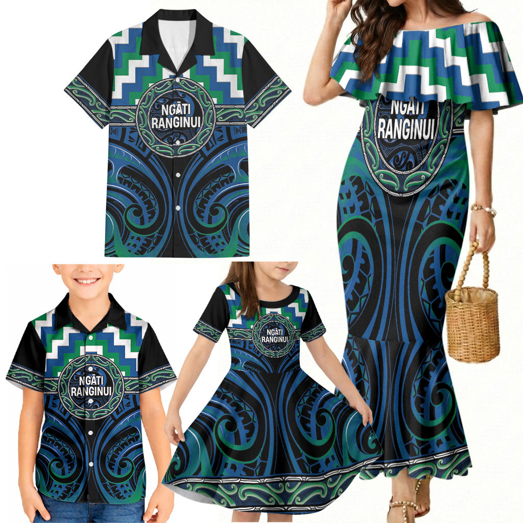Aotearoa Ngati Ranginui Personalised Family Matching Mermaid Dress and Hawaiian Shirt Maori Iwi Poutama Puhoro Tattoo