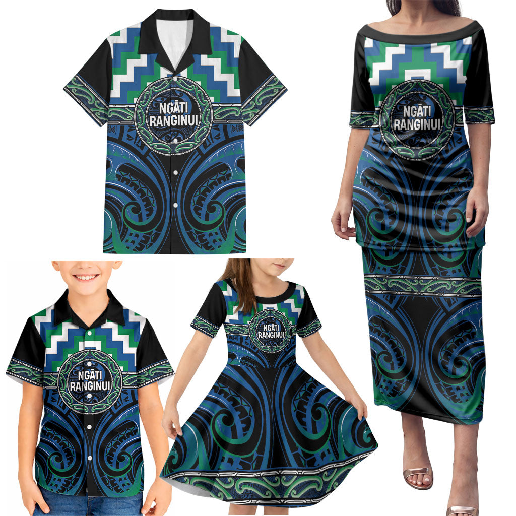 Aotearoa Ngati Ranginui Personalised Family Matching Puletasi and Hawaiian Shirt Maori Iwi Poutama Puhoro Tattoo