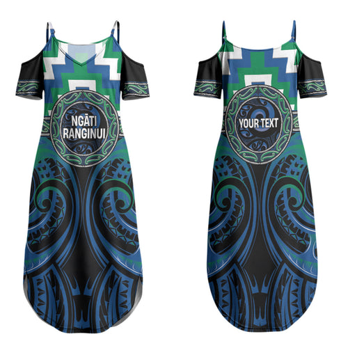 Aotearoa Ngati Ranginui Personalised Family Matching Summer Maxi Dress and Hawaiian Shirt Maori Iwi Poutama Puhoro Tattoo