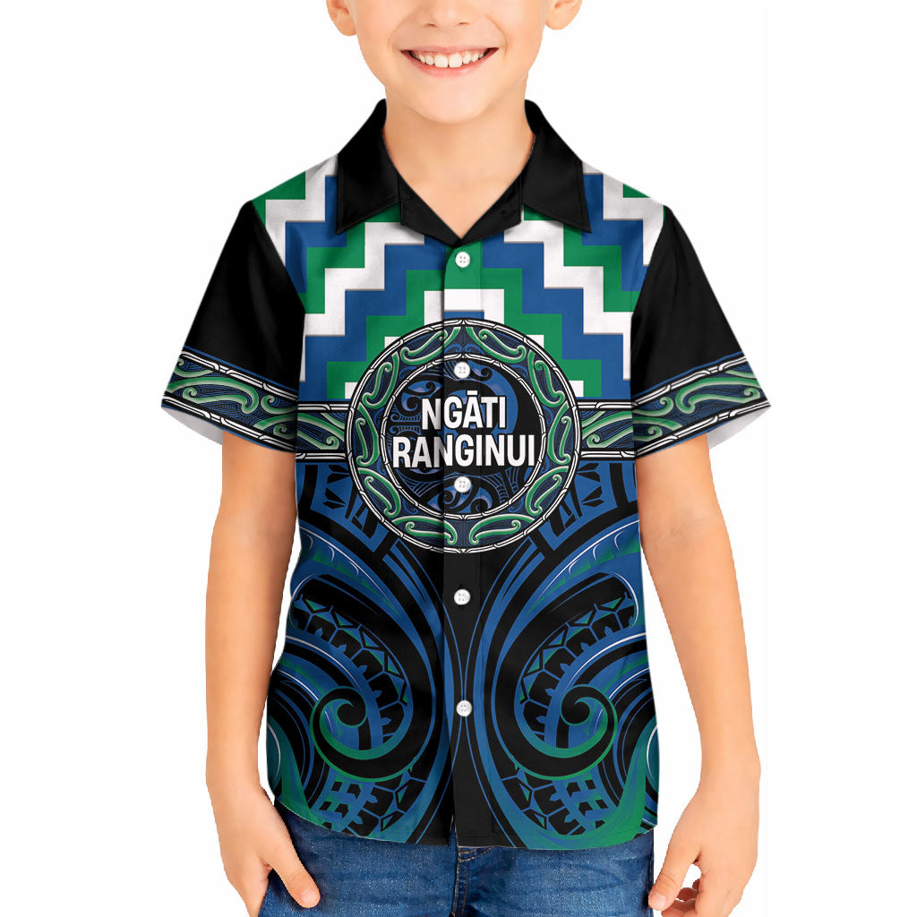Aotearoa Ngati Ranginui Personalised Kid Hawaiian Shirt Maori Iwi Poutama Puhoro Tattoo