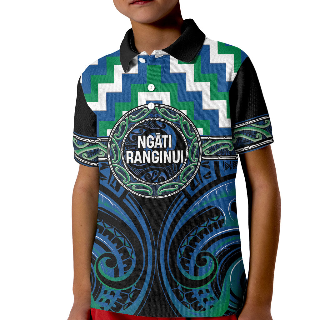 Aotearoa Ngati Ranginui Personalised Kid Polo Shirt Maori Iwi Poutama Puhoro Tattoo