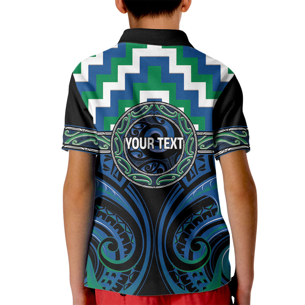 Aotearoa Ngati Ranginui Personalised Kid Polo Shirt Maori Iwi Poutama Puhoro Tattoo