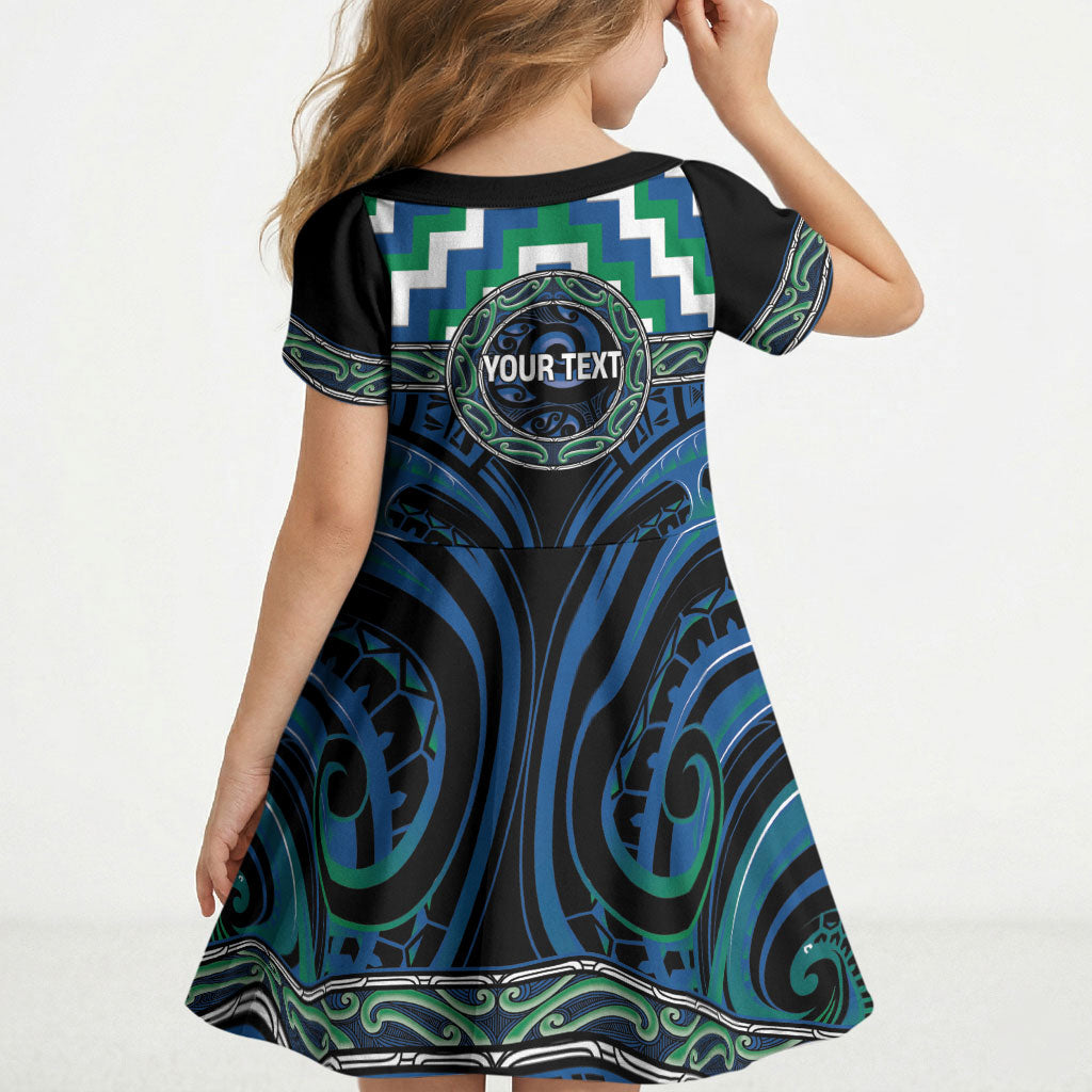 Aotearoa Ngati Ranginui Personalised Kid Short Sleeve Dress Maori Iwi Poutama Puhoro Tattoo
