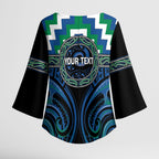 Aotearoa Ngati Ranginui Personalised Kimono Sleeve Blouse Maori Iwi Poutama Puhoro Tattoo