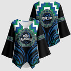 Aotearoa Ngati Ranginui Personalised Kimono Sleeve Blouse Maori Iwi Poutama Puhoro Tattoo