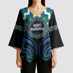 Aotearoa Ngati Ranginui Personalised Kimono Sleeve Blouse Maori Iwi Poutama Puhoro Tattoo