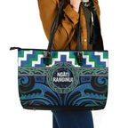 Aotearoa Ngati Ranginui Leather Tote Bag Maori Iwi Poutama Puhoro Tattoo