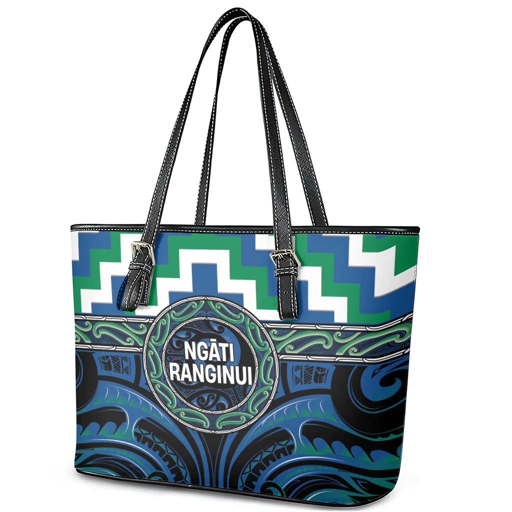 Aotearoa Ngati Ranginui Leather Tote Bag Maori Iwi Poutama Puhoro Tattoo