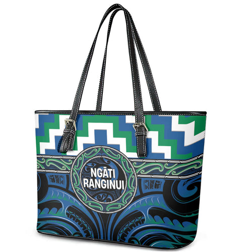 Aotearoa Ngati Ranginui Leather Tote Bag Maori Iwi Poutama Puhoro Tattoo