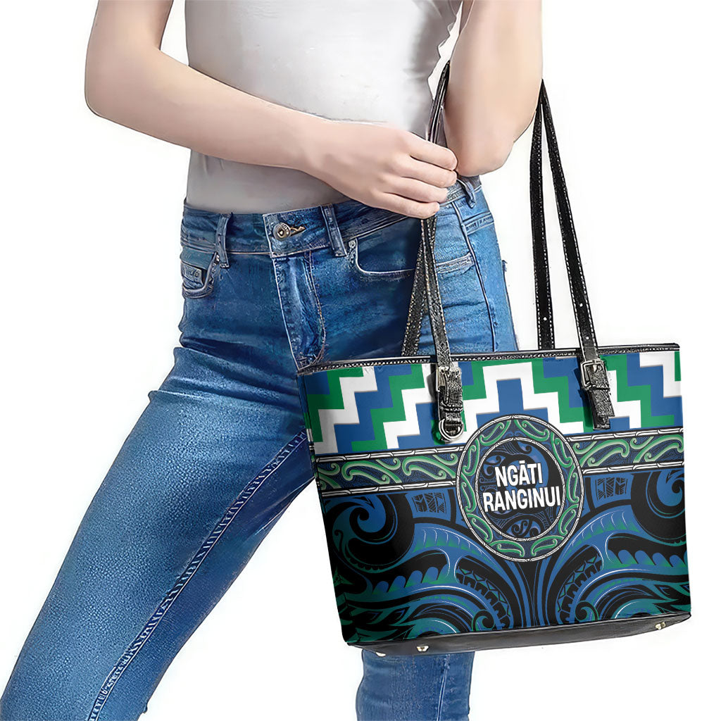 Aotearoa Ngati Ranginui Leather Tote Bag Maori Iwi Poutama Puhoro Tattoo
