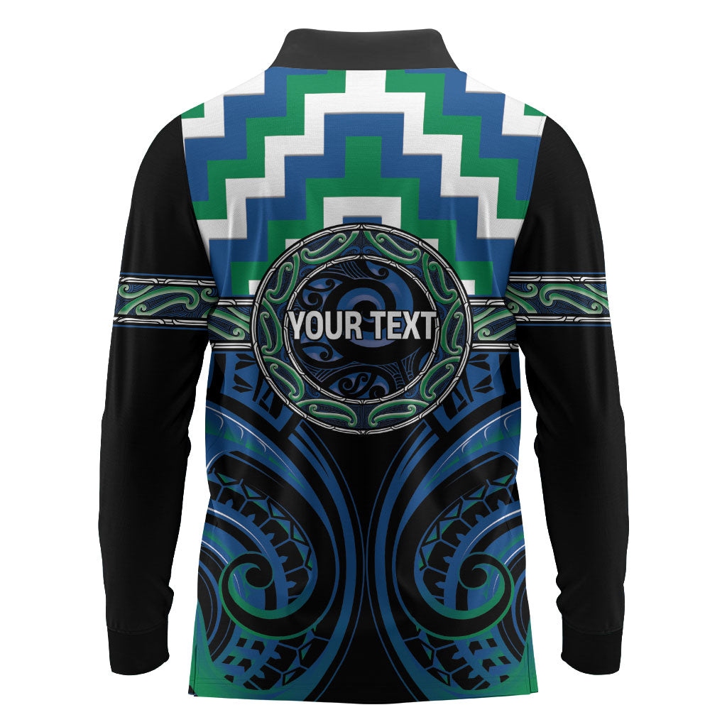 Aotearoa Ngati Ranginui Personalised Long Sleeve Polo Shirt Maori Iwi Poutama Puhoro Tattoo