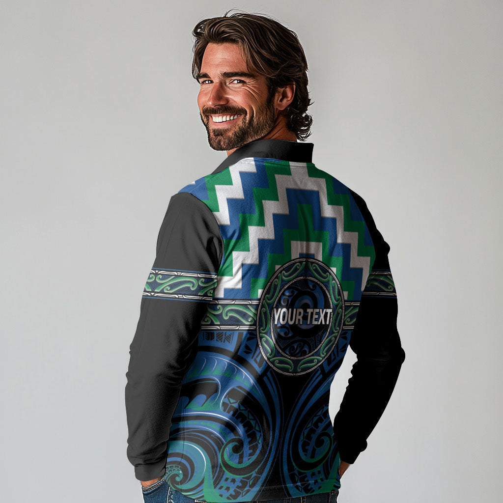 Aotearoa Ngati Ranginui Personalised Long Sleeve Polo Shirt Maori Iwi Poutama Puhoro Tattoo