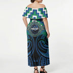 Aotearoa Ngati Ranginui Personalised Off Shoulder Maxi Dress Maori Iwi Poutama Puhoro Tattoo
