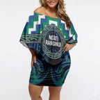 Aotearoa Ngati Ranginui Personalised Off Shoulder Short Dress Maori Iwi Poutama Puhoro Tattoo