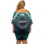 Aotearoa Ngati Ranginui Personalised Off Shoulder Short Dress Maori Iwi Poutama Puhoro Tattoo