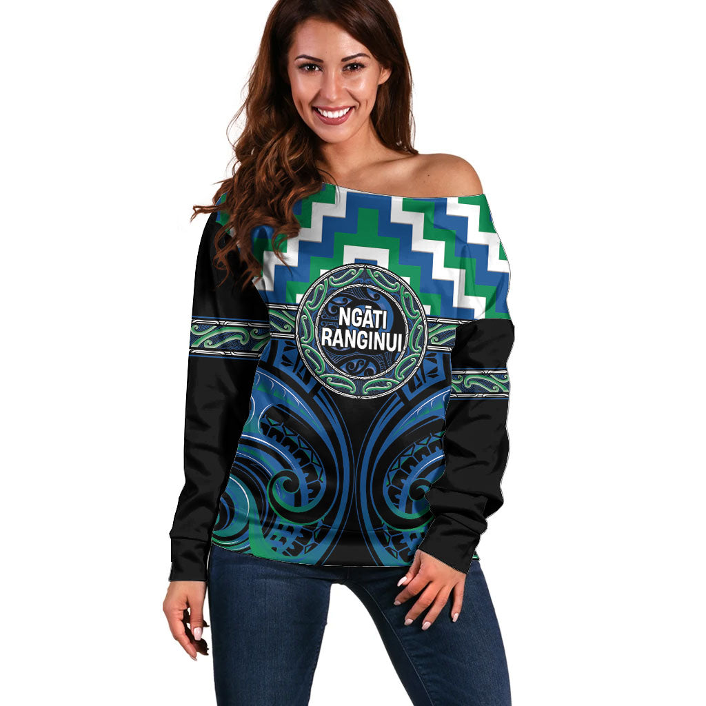 Aotearoa Ngati Ranginui Personalised Off Shoulder Sweater Maori Iwi Poutama Puhoro Tattoo