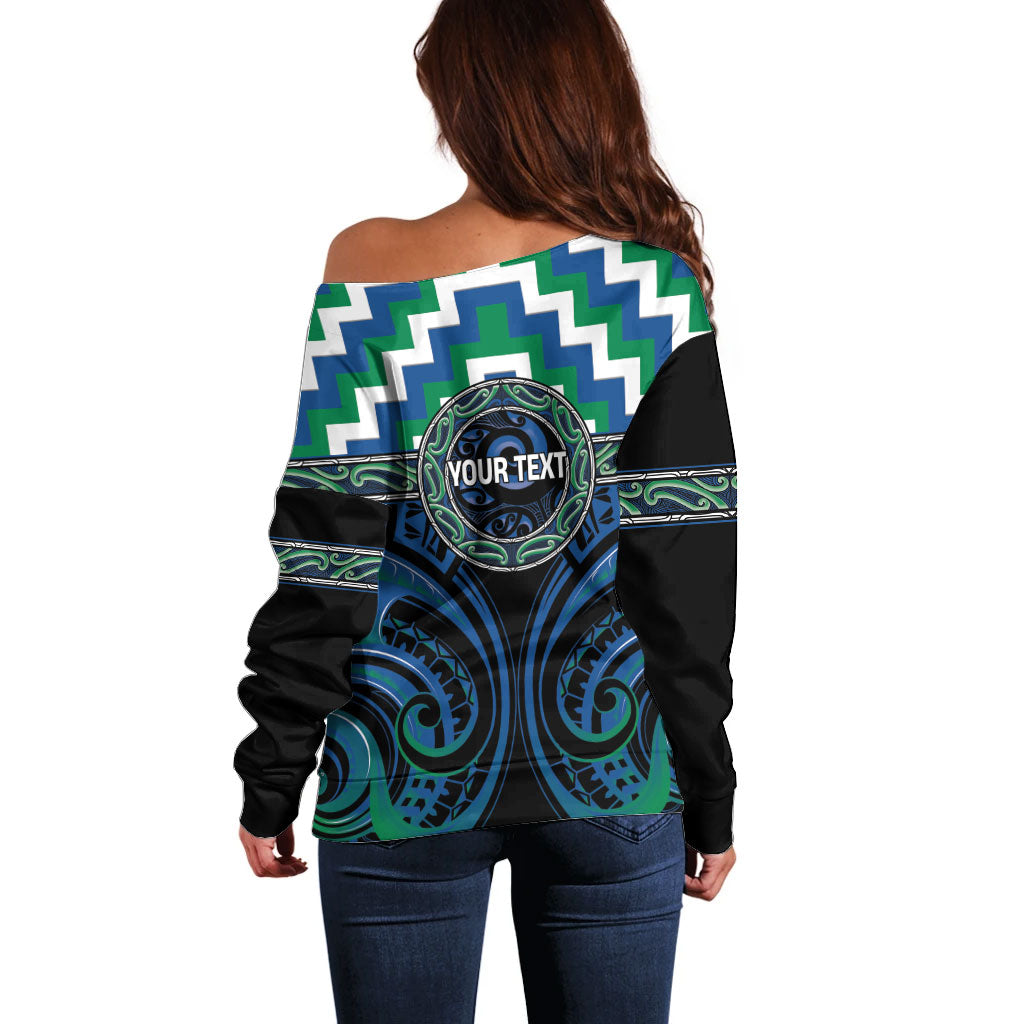 Aotearoa Ngati Ranginui Personalised Off Shoulder Sweater Maori Iwi Poutama Puhoro Tattoo