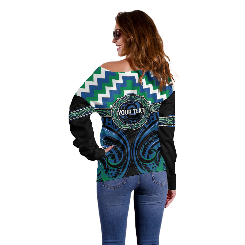 Aotearoa Ngati Ranginui Personalised Off Shoulder Sweater Maori Iwi Poutama Puhoro Tattoo