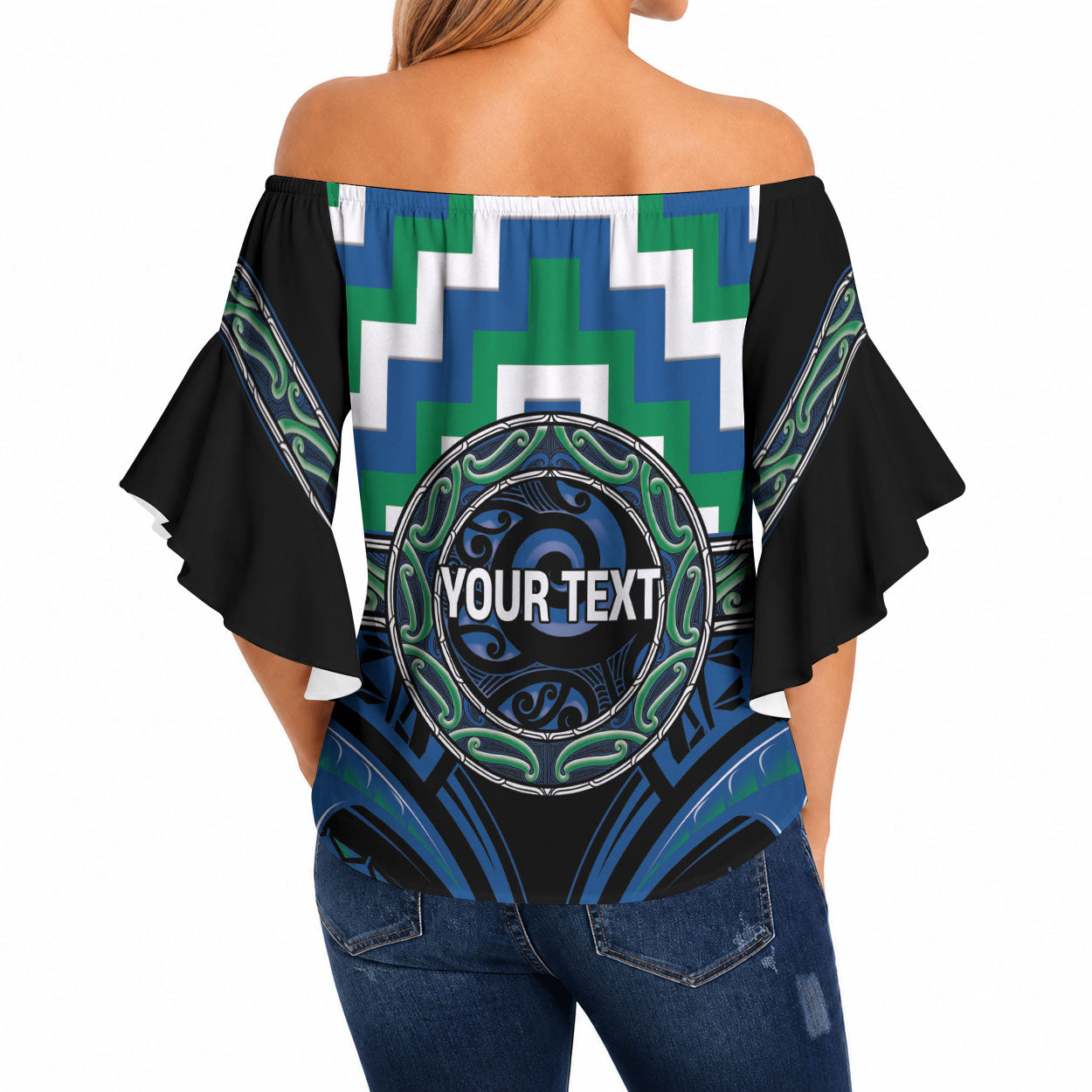 Aotearoa Ngati Ranginui Personalised Off Shoulder Wrap Waist Top Maori Iwi Poutama Puhoro Tattoo