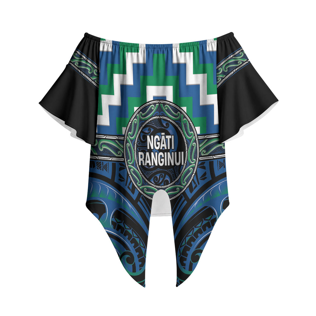 Aotearoa Ngati Ranginui Personalised Off Shoulder Wrap Waist Top Maori Iwi Poutama Puhoro Tattoo
